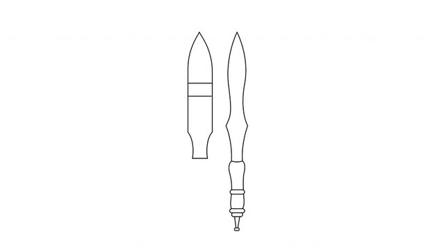 Animation of a dohong sketch, a typical Indonesian Kalimantan weapon