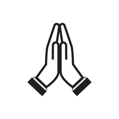Prayer Icon Images. Free hands and gestures vector drawing on white background. Prayer icon simple style