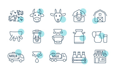 Milk vector icons set. Dairy products sign