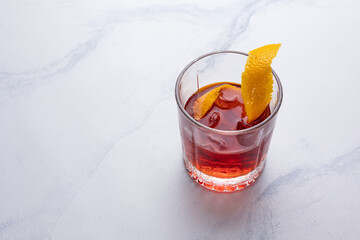 Alcoholic Negroni cocktail at the bar 