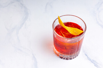 Alcoholic Negroni cocktail at the bar 