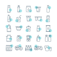 Milk cans and bottles vector icon