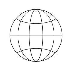 black line globe global world import earth planet icon isolated on white transparent bakcground vector illustration for shopping icon minimalism
