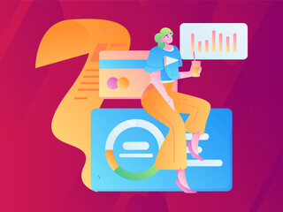 Internet financial management investment flat vector concept operation hand drawn illustration
