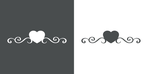 Logo del día de San Valentín. Silueta de corazón con raya de decoración de caligrafía para su uso en felicitaciones y tarjetas  © teracreonte