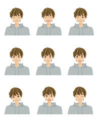 色々な表情をした男性のイラストセット2