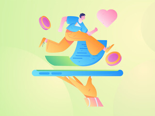 Internet financial management investment flat vector concept operation hand drawn illustration
