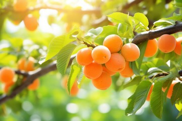 Lush apricot tree with abundant ripe fruits, perfect for harvesting in a natural orchard setting
