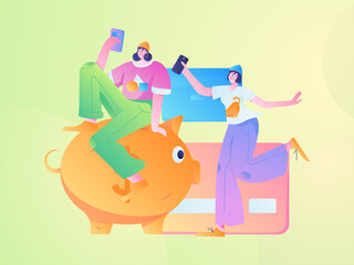 Internet financial management investment flat vector concept operation hand drawn illustration
