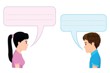 vector illustration of girl and boy chatting