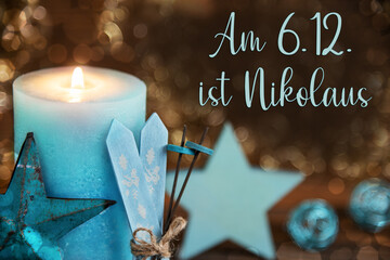 Text Nikolaus 6.12., Means Happy Nikolaus, Christmas Background, Festive Winter Decor
