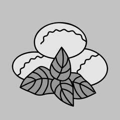Mozzarella cheese with basil vector icon