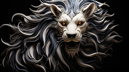 Fluid Ferocity: Illustrate a Lion's Fierce Presence Using Ferrofluid, a Symphony of Form and Fluid