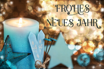 Text Frohes Neues Jahr, Means Thanks, Christmas Background, Festive Winter Decor