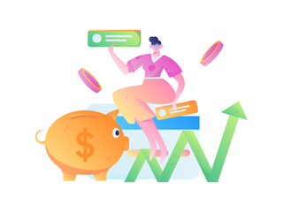 Internet financial management investment flat vector concept operation hand drawn illustration
