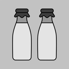 Two milk bottle vector grayscale icon