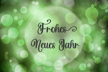 Text Frohes Neues Jahr, Means Happy New Year, Green Christmas Background