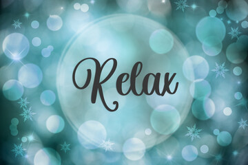 Blue and Blurry Christmas Background With Text Relax