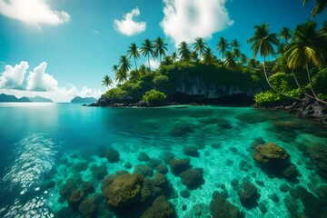 Fototapeta na wymiar Tropical paradise. Beautiful island in the ocean.