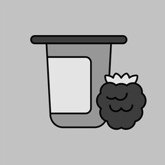 Yogurt cup with flavor raspberry vector icon