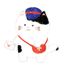 郵便配達　ねこ　ぶち　手書き