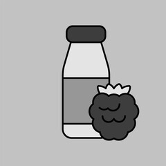 Yoghurt bottle with flavor raspberry vector icon