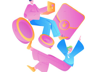 Internet financial management investment flat vector concept operation hand drawn illustration
