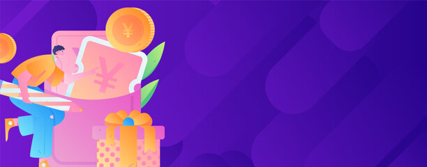 Internet financial management investment flat vector concept operation hand drawn illustration
