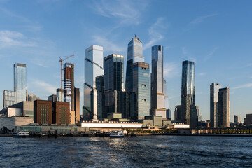 Fototapeta na wymiar New York midtown at daylight, panoramic view on skyscrapers and river