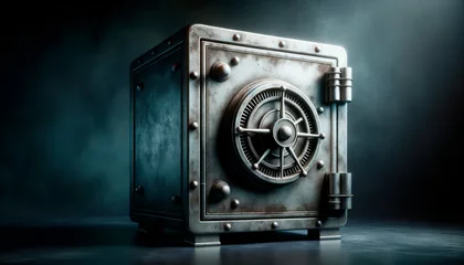 Foto op Canvas Old metal safe on a dark background. Generative AI © Who is Danny
