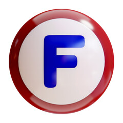 ビンゴボールに書かれたアルファベット　F