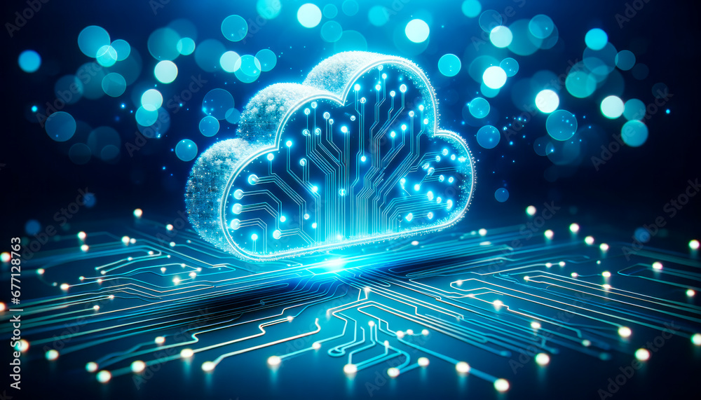 Poster Cloud computing and storage technology concept. Generative AI