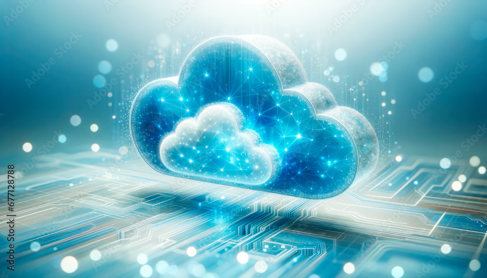 Poster contemporary cloud computing technology concept. generative ai