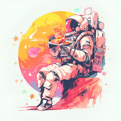 t-shirt design - astronaut having ice cream