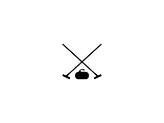 Curling Game Element Silhouette isolated on white background