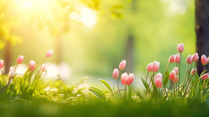Obraz na płótnie Canvas tulip spring flowers in the grass