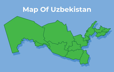 Detailed map of Uzbekistan country in green vector illustration