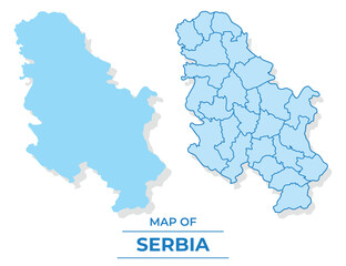 Vector Serbia map set simple flat and outline style illustration