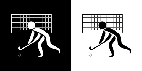 Pictogrammes représentant la compétition de hockey sur gazon, une des disciplines des sports avec une balle.