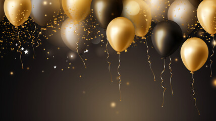 Celebration banner with gold balloons.