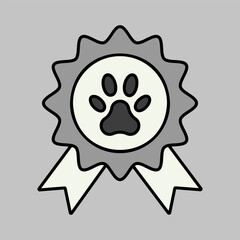 Pets award rosette vector icon. Pet animal sign