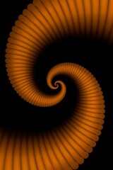 golden yellow dramatic pair of spirals on a black background