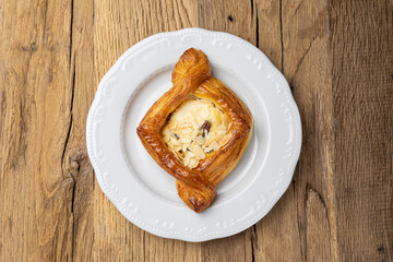 Danish - delicious pastries on a wooden table