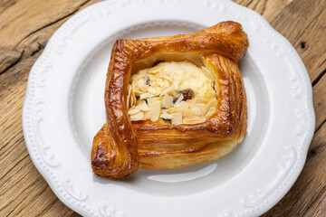 Danish - delicious pastries on a wooden table