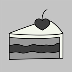 Peace of cake with heart isolated vector icon