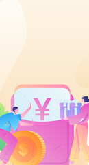 Fototapeta premium Internet financial management investment flat vector concept operation hand drawn illustration 
