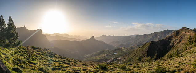 Gran canaria island landscape during sunset, Canary islands, Spain