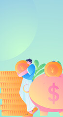 Internet financial management investment flat vector concept operation hand drawn illustration
