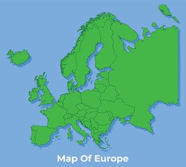 Detailed map of europe country in green vector illustration
