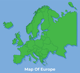 Fototapeta premium Detailed map of europe country in green vector illustration 